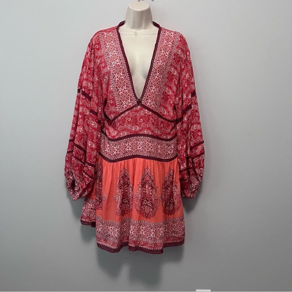 Free People Luna Scarf Print Tunic Dress Size M